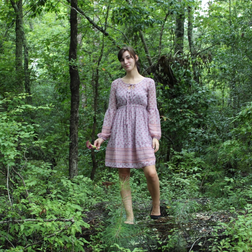 Pink tie front chiffon dress